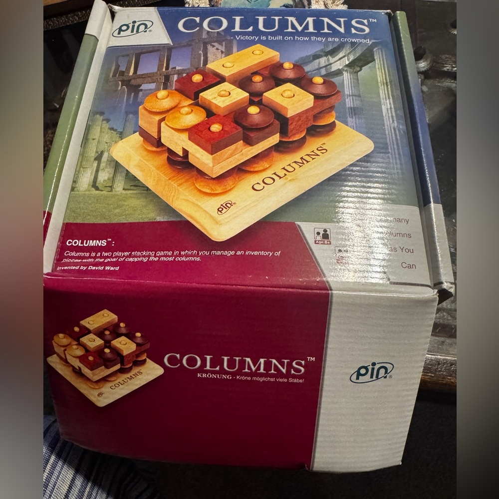 COLUMNS Wood Strategy Game by pin, Vtg Beautiful and Challenging
